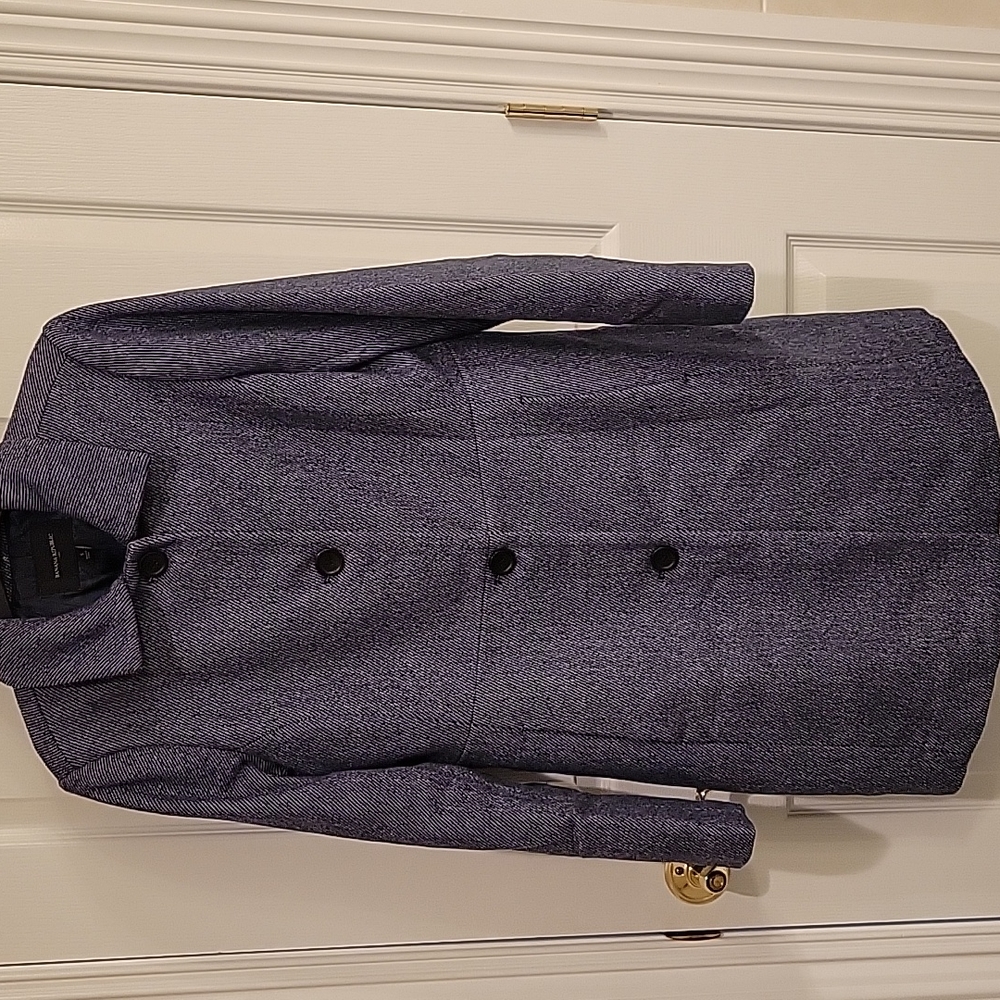 Banana Republic Navy Pinstriped Wool Coat